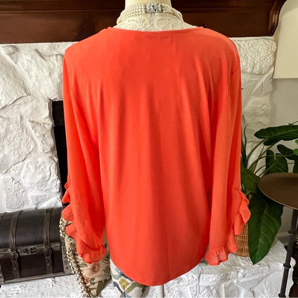 Calvin Klein Coral Sheer V-Neck Blouse Size L - Picture 7 of 9